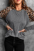 Gray Leopard Striped Long Sleeve Top