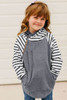 Gray Stripes Splicing Diagonal Zipper Children's Hoodie