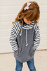 Gray Stripes Splicing Diagonal Zipper Children's Hoodie