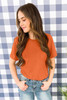 Orange Solid Color Crew Neck Tee