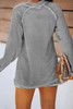 Gray V Neck Casual Long Sleeve Top