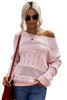 Pink Drop Shoulder Knitted Pullover Sweater