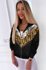 Chevron Sequin Leopard Patchwork Zip up Jacket