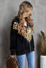 Chevron Sequin Leopard Patchwork Zip up Jacket