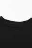 Black Ribbed Knit Drop-Shoulder Sleeve Top and Shorts Lounge Set