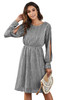 Gray Sequin Split Sleeve Midi Dress