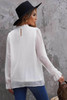 White Ruffled Crewneck Swiss Dot Bubble Sleeve Blouse