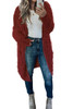 Red Fuzzy Knit Cardigan with Pockets