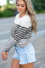 Gray Striped Colorblock Sweater