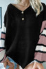 Black Striped Raglan Sleeve Drop Shoulder Sweater