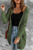 Green Front Pocket and Buttons Closure Cardigan