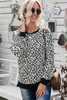 White Leopard Pullover Sweatshirt with Slits
