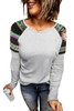 Round Neck Tribal Striped Raglan Top Round Neck Tribal Striped Raglan Top