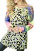 Leopard Tie-dyed Print Cut-out Long Sleeve Top