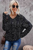 Black Drop Shoulder Loose Sweater with Hooded