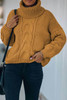 Yellow Solid Turtleneck Cable Knit Pullover Sweater Yellow Solid Turtleneck Cable Knit Pullover Sweater