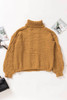 Yellow Solid Turtleneck Cable Knit Pullover Sweater Yellow Solid Turtleneck Cable Knit Pullover Sweater