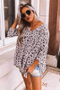 Leopard V Neck Long Sleeve Knit Top