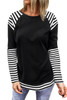 Black Striped Raglan Long Sleeve Top