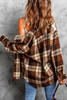 Khaki Grid Print Boyfriend Shirt Coat