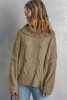 Khaki Solid Turtleneck Cable Knit Pullover Sweater