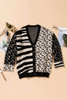 Black Animal Print Buttons Cardigan