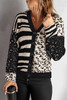 Black Animal Print Buttons Cardigan