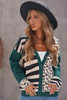 Green Animal Print Buttons Cardigan