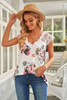 White Eyelash V Neck Floral Tank