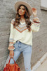 V-Neck Contrast Printed Oatmeal Sweater