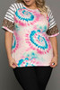 Tie-dye Print Leopard Striped Raglan Sleeve Plus Size Tee