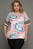 Tie-dye Print Leopard Striped Raglan Sleeve Plus Size Tee