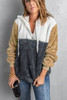 Gray Colorblock Fluffy Faux Fur Hoodie Gray Colorblock Fluffy Faux Fur Hoodie
