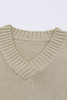 Khaki Colorblock V Neck Casual Sweater