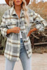 Brown Plaid Print Pocket Women Shacket