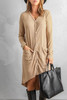 Khaki Selected Button Down Pocketed High Low Cardigan