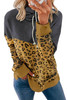 Leopard Colorblock Cowl Neck Hoodie