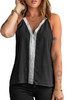 Black Contrast V Neckline Swiss Dot Tank Top