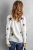 White Turtleneck Dropped Sleeve Star Print Sweater