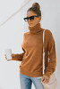 Brown Turtleneck Knitted Pullover Sweater