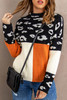 Leopard Colorblock Mock Neck Sweater