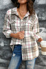 Buttoned Turn Down Collar Plaid Shacket Buttoned Turn Down Collar Plaid Shacket