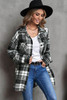 Black Grid Print Boyfriend Shirt Coat