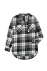 Black Grid Print Boyfriend Shirt Coat