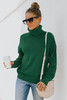 Green Turtleneck Knitted Pullover Sweater