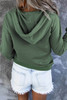 Green Snap Button Pullover Hoodie with Pocket