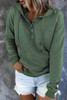 Green Snap Button Pullover Hoodie with Pocket