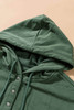 Green Snap Button Pullover Hoodie with Pocket