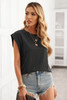 Dark Gray Cotton Blend Round Neck Tee