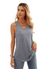 Gray V Neck Racerback Tank Top with Pocket